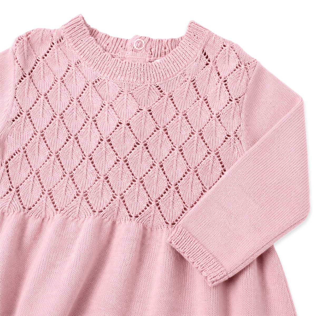 Milan Pointelle Sweater Knit Baby dess (Organic Cotton): Mauve Pink / 6-12 Month