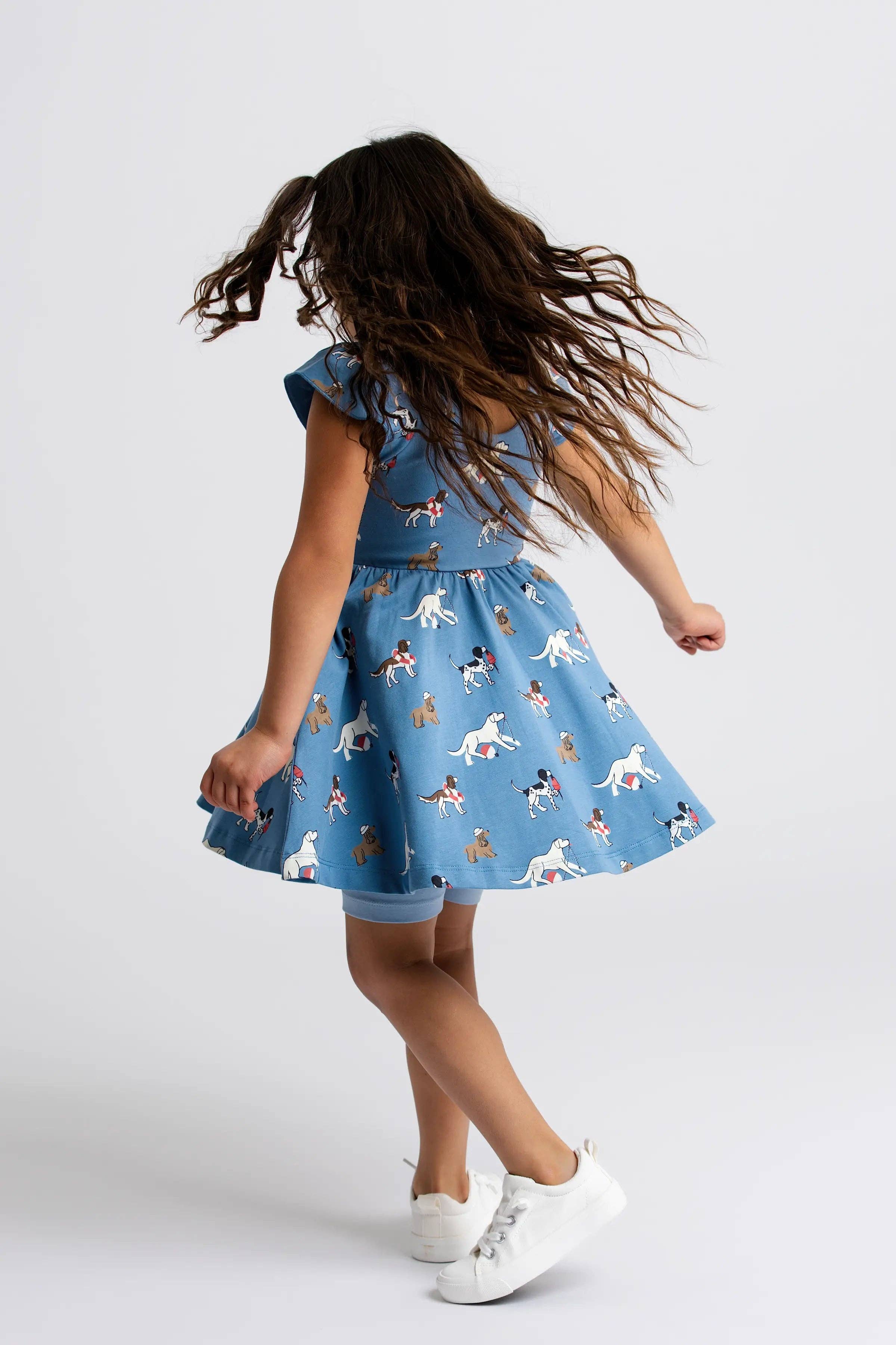 Kids Short Sleeve Let's Dance Dress Nantucket Pups