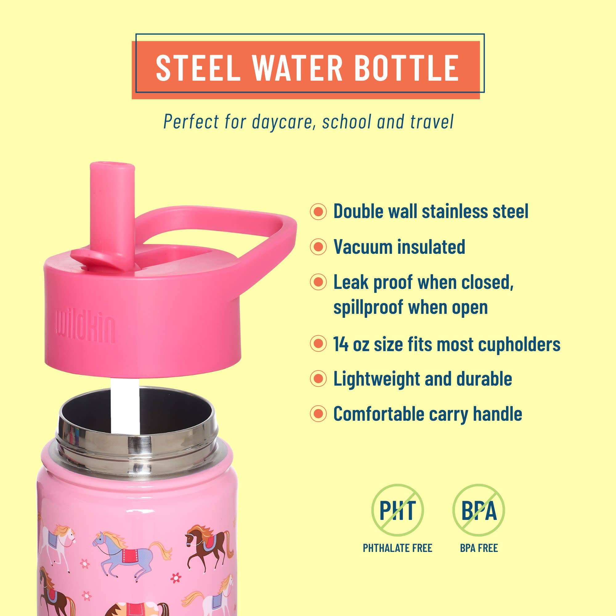 Horses 14 oz Steel Water Bottle