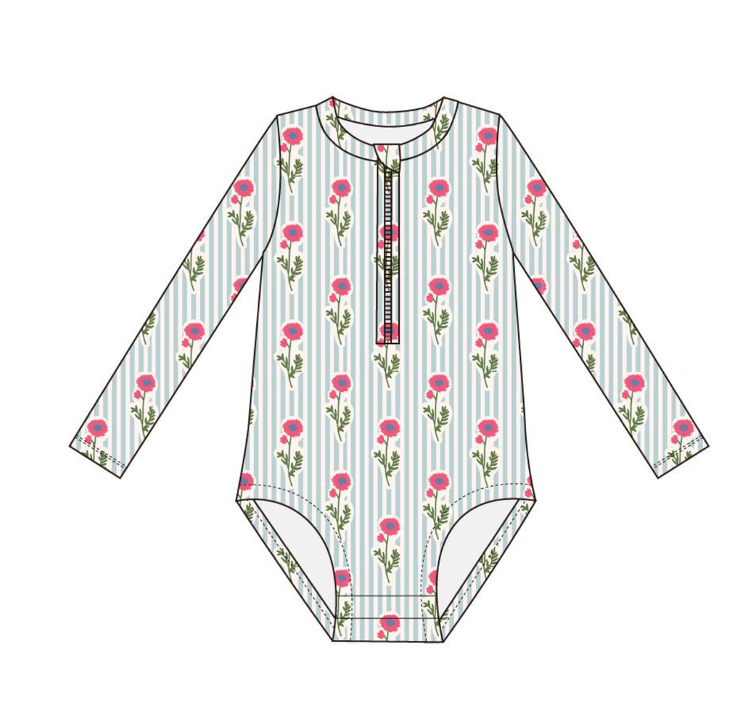 Rash Guard Swimsuit - Seaside Blooms 