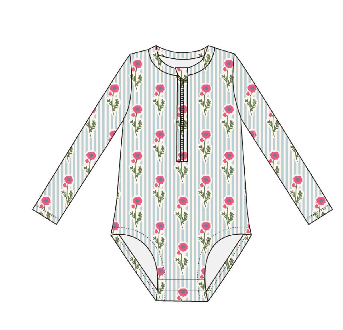 Rash Guard Swimsuit - Seaside Blooms 