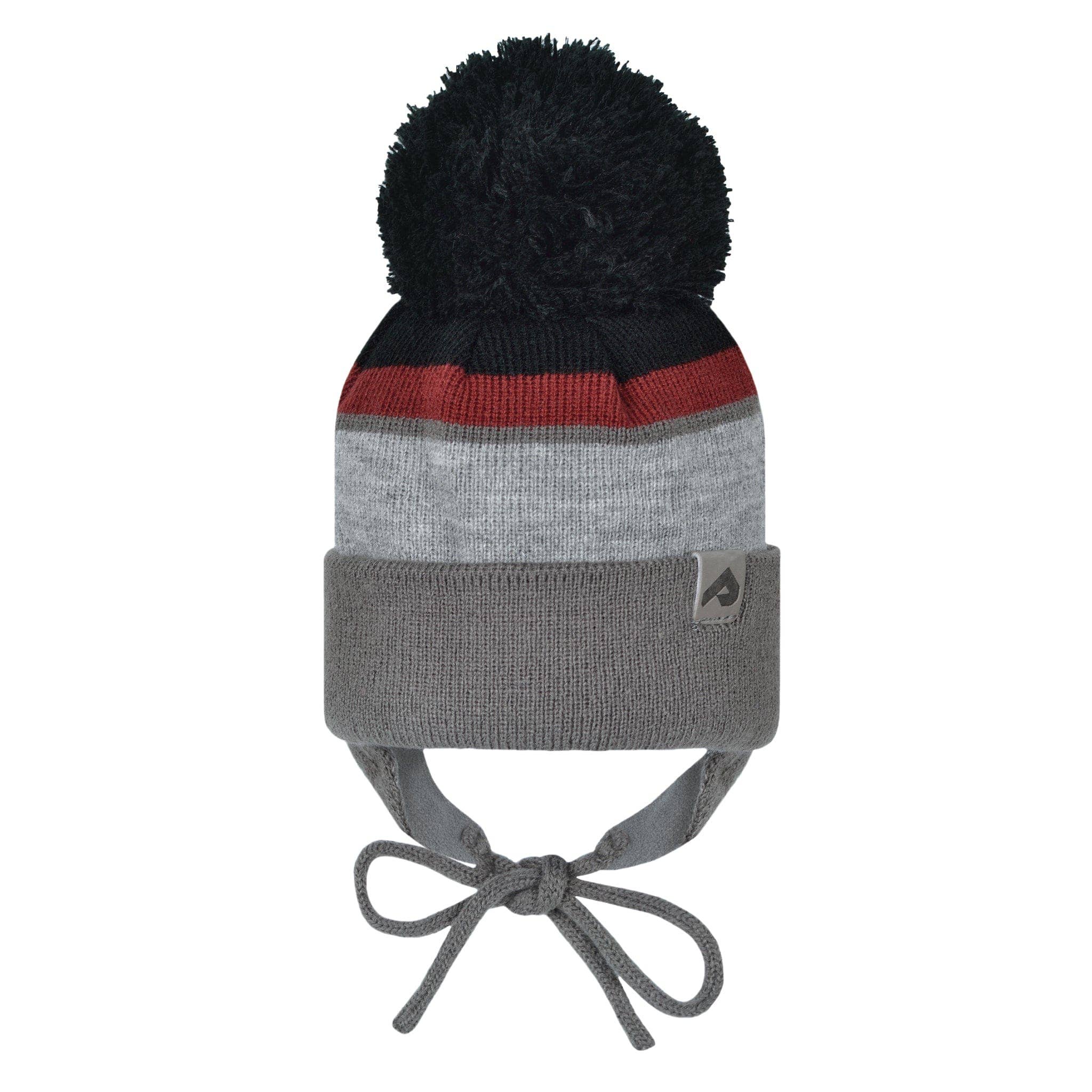 Acrylic hat with fleece lining and ears - Black/Grenat/Galet/Slate