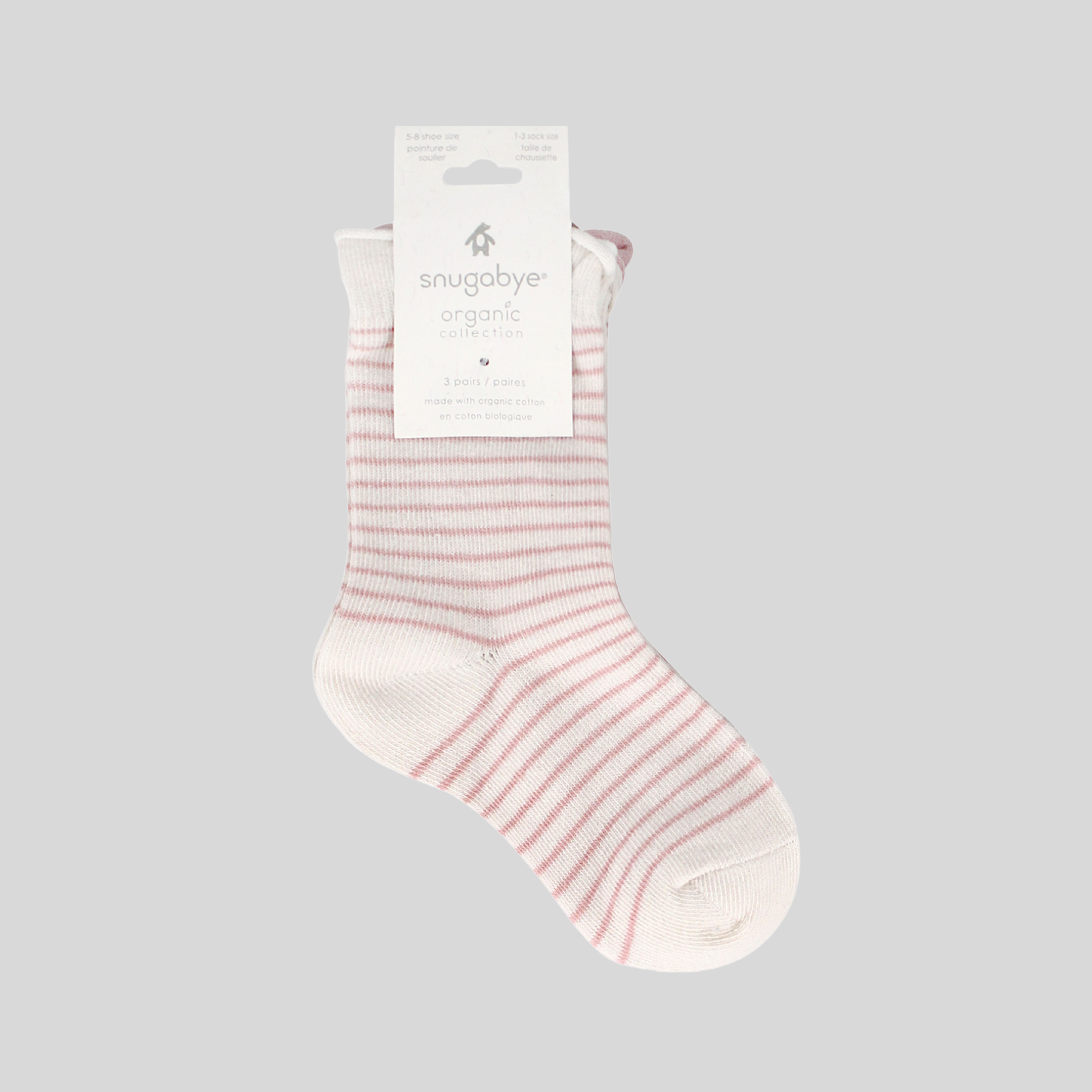Organic Cotton Rose Toddler 3 Pack Socks