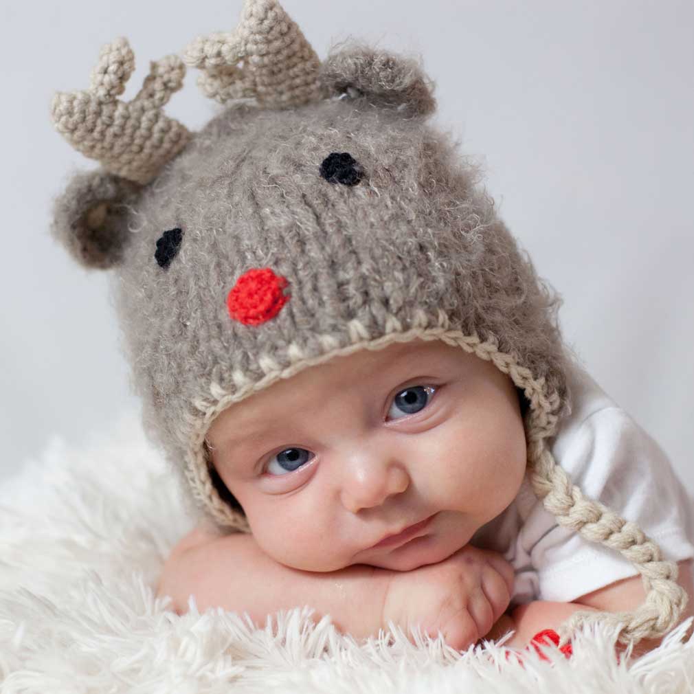 Rudolph Reindeer Beanie Hat Baby & Kids : M (6-24 Months)