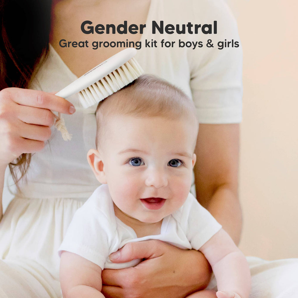 KeaBabies Baby Hair Brush and Comb Set: Vanilla