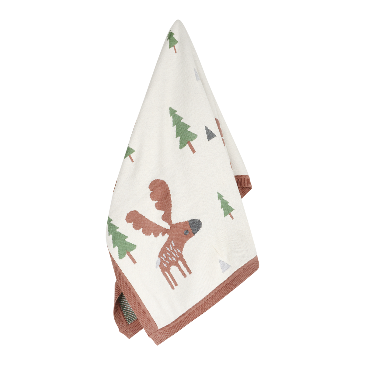Wild Moose - Organic Cotton Jacquard Knit Baby Blanket: Natural / One Size