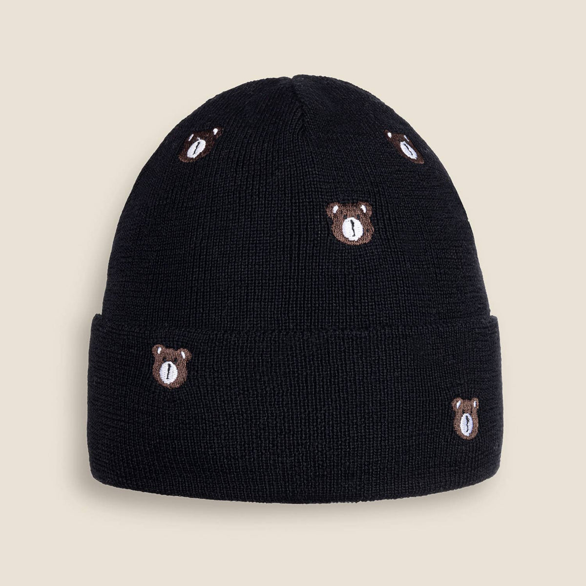 Kids 100% Merino Wool Beanie – LITTLE BEAR | Embroidered Black