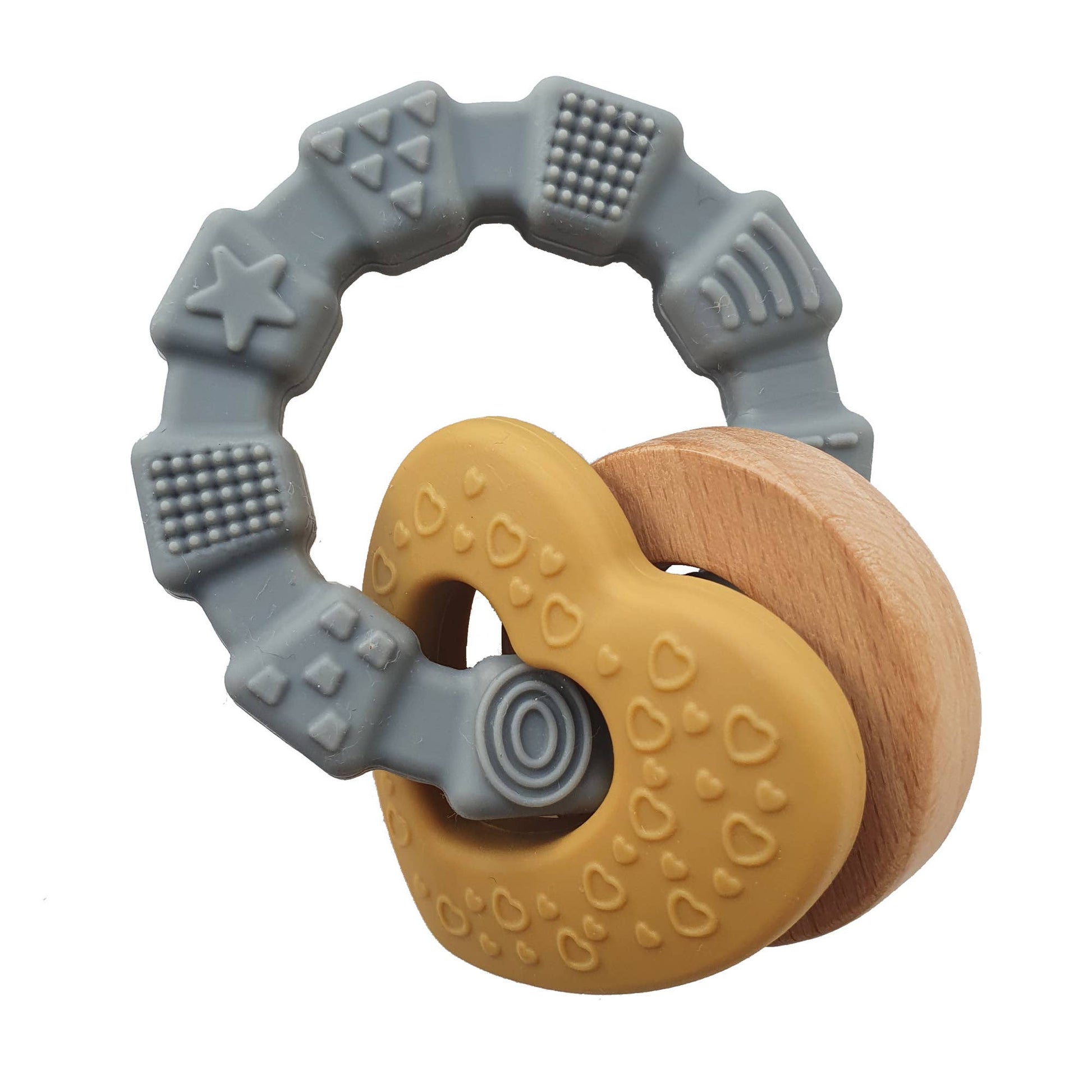 Baby Silicone Teether Toy Heart Ochre