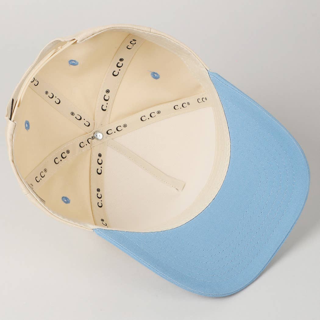 Kids Plain Two Tone Canvas Cotton Baseball Cap : HOT PINK / ONE SIZE