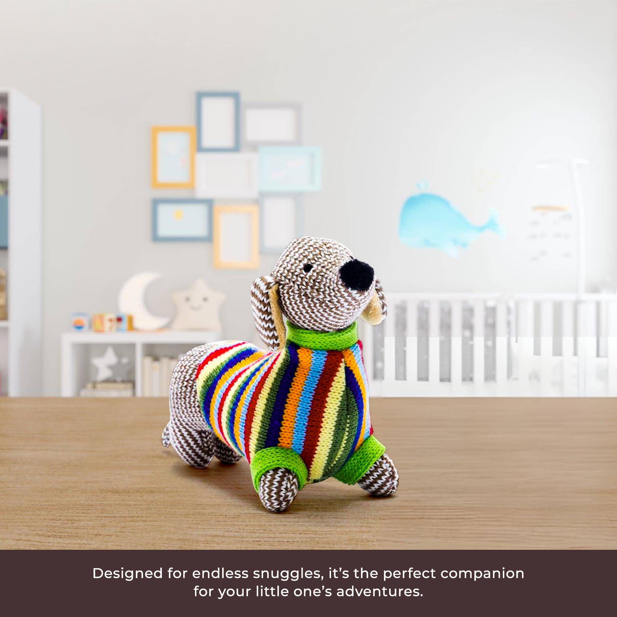 Knitted Sausage Dog Baby Rattle