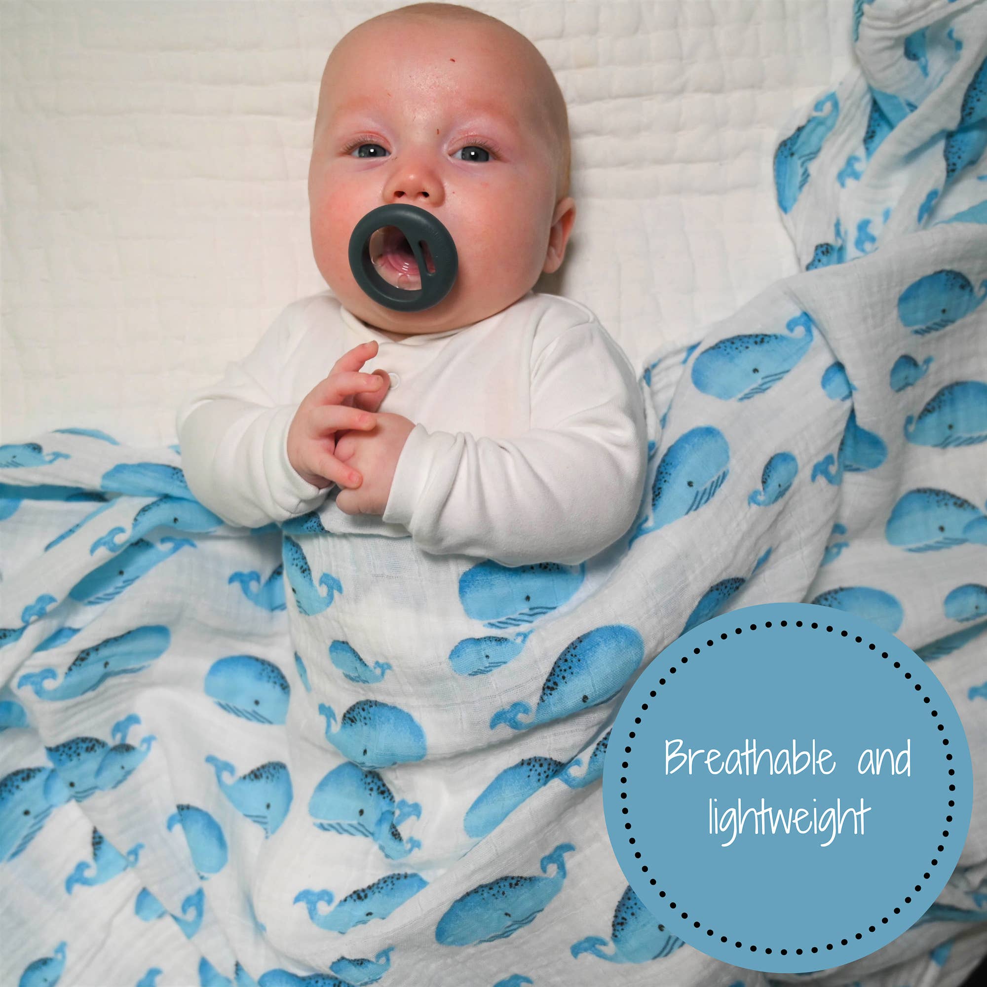 Whale, Whale, Whale Baby Muslin Swaddle Blanket