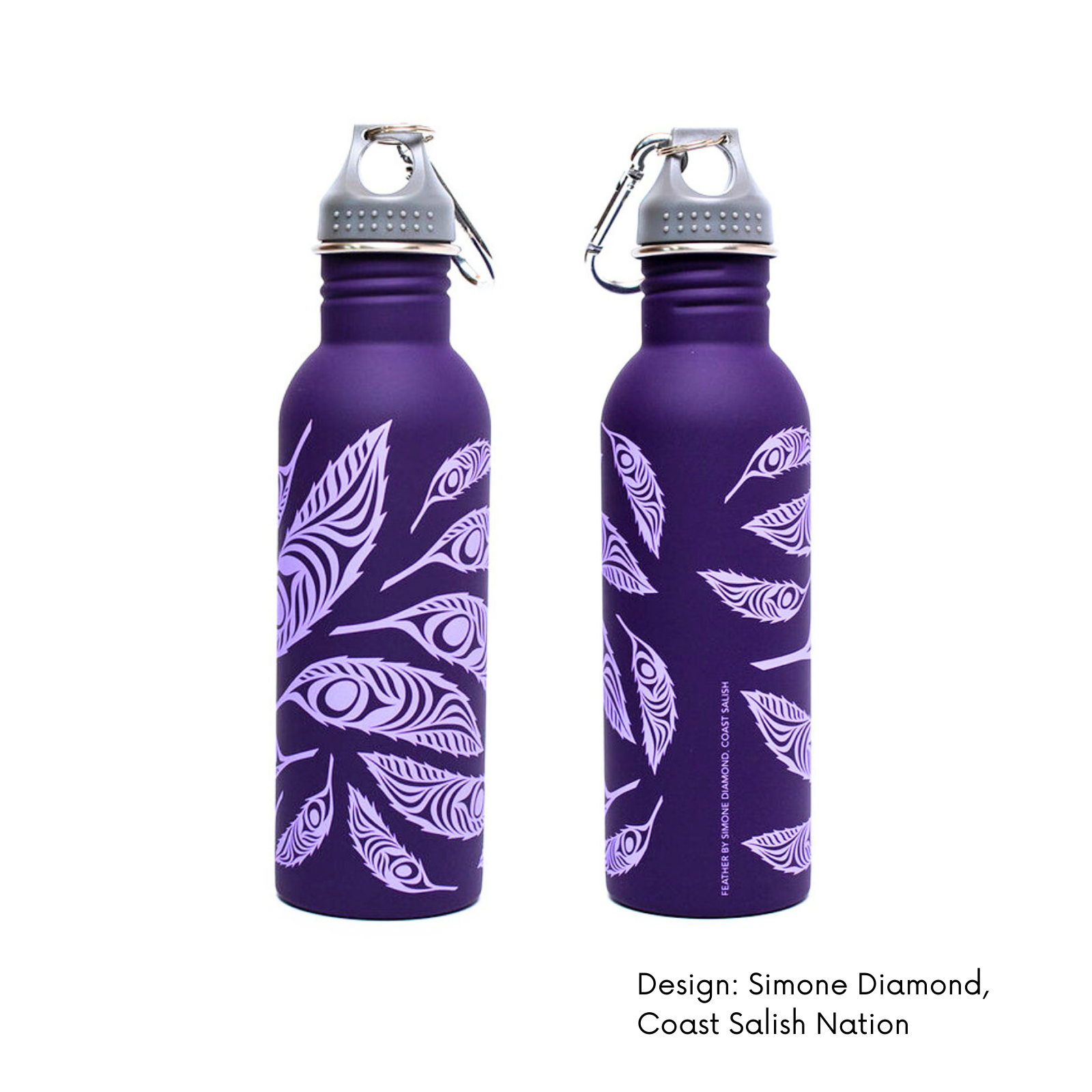 Bouteille d'eau au design autochtone contemporain (25 oz) : Plume