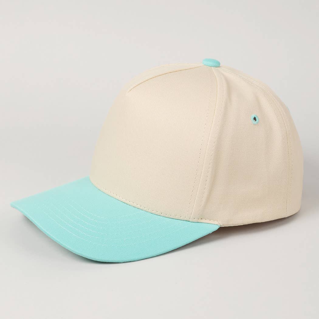 Kids Plain Two Tone Canvas Cotton Baseball Cap : HOT PINK / ONE SIZE