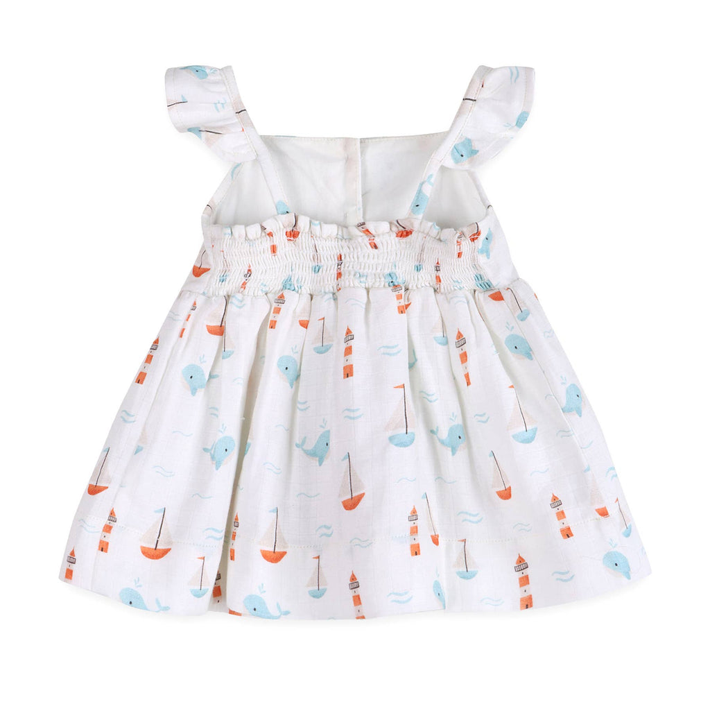 Sailboat Baby Dress + Bloomer Organic Muslin