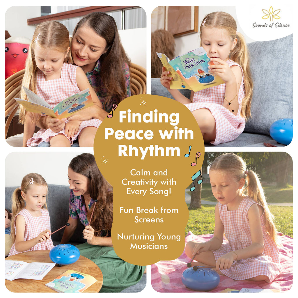 Magic Calm Drum Tongue Drum, Songbook and Storybook (PINK)