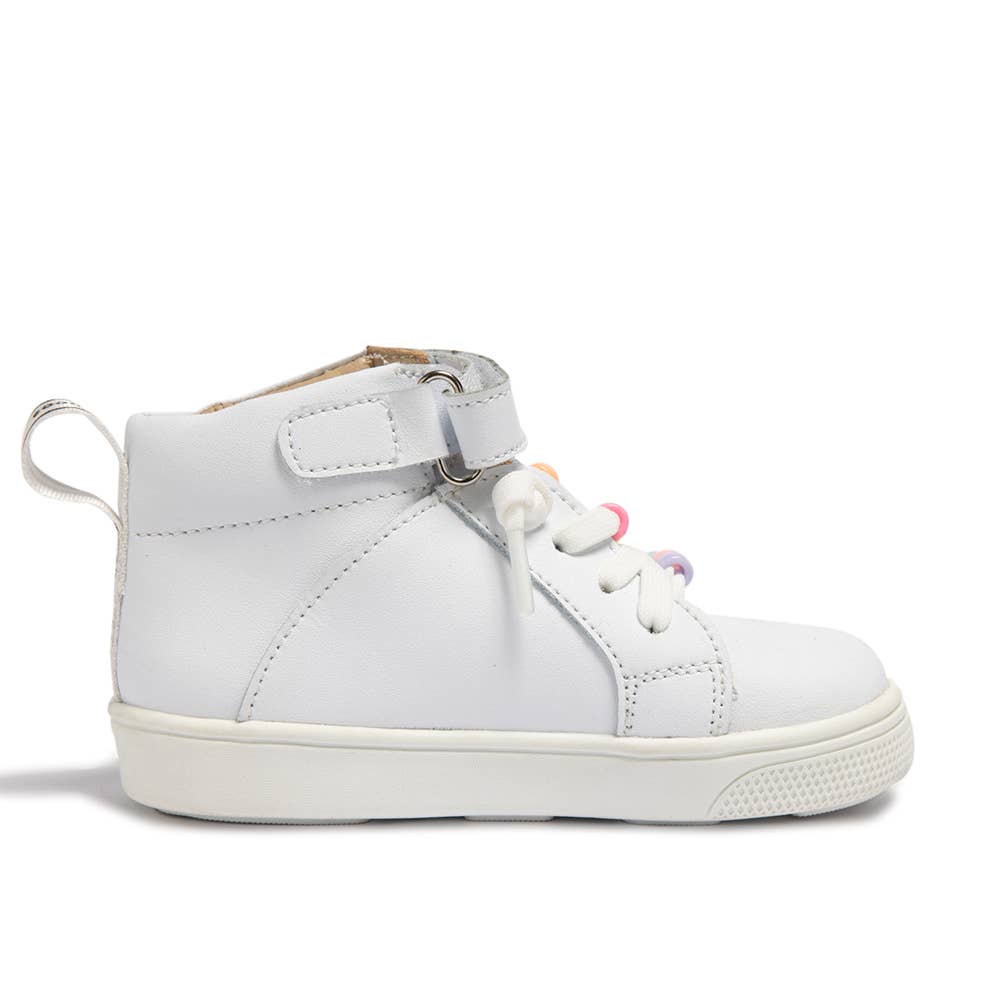 WONDERWALL - SHOOSHOOS TODDLER KIDS LEATHER SNEAKER: WHITE