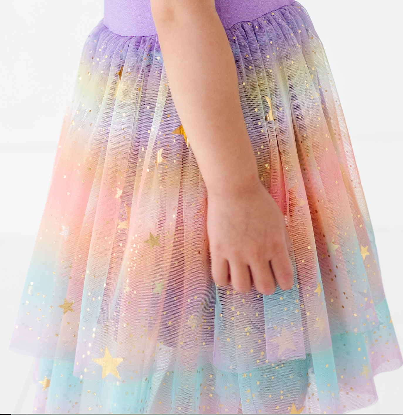 Kids Bamboo + Tulle Dress - Spring Rainbow Twinkle