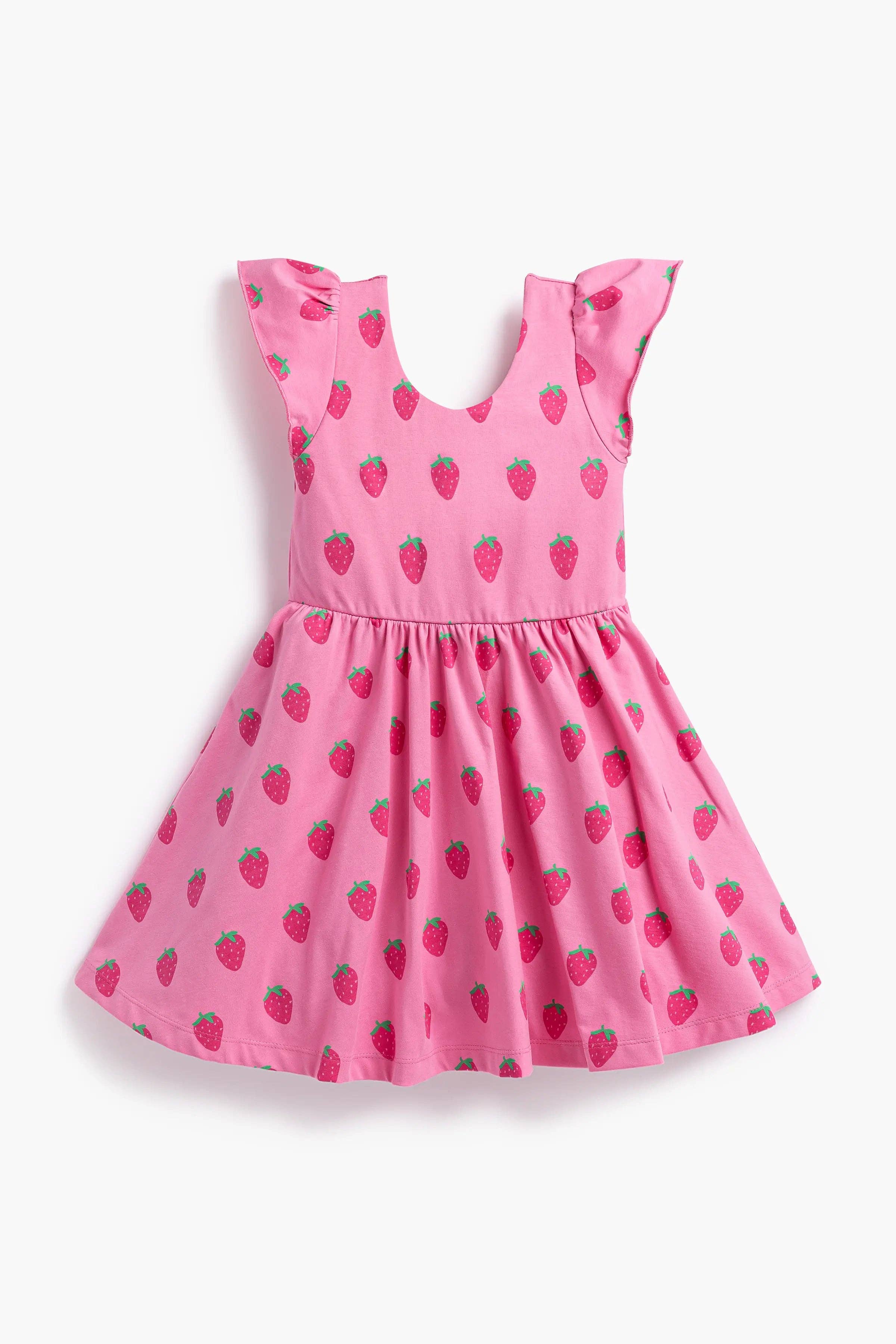 Kids Short Sleeve Let's Dance Dress Sweet Strawberries