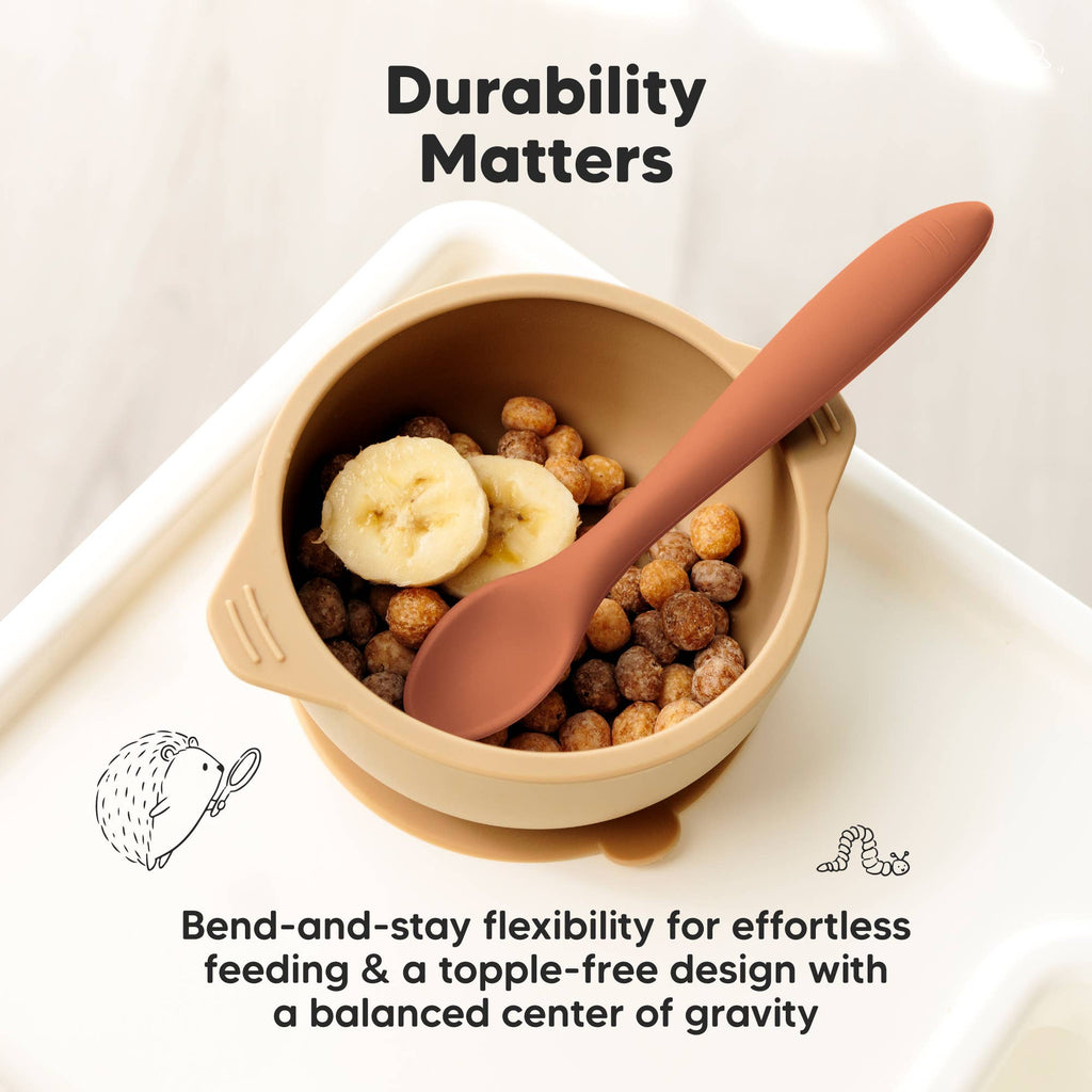 3-Pack Prep Silicone Baby Spoons for Toddlers 6-24 months: Terracotta