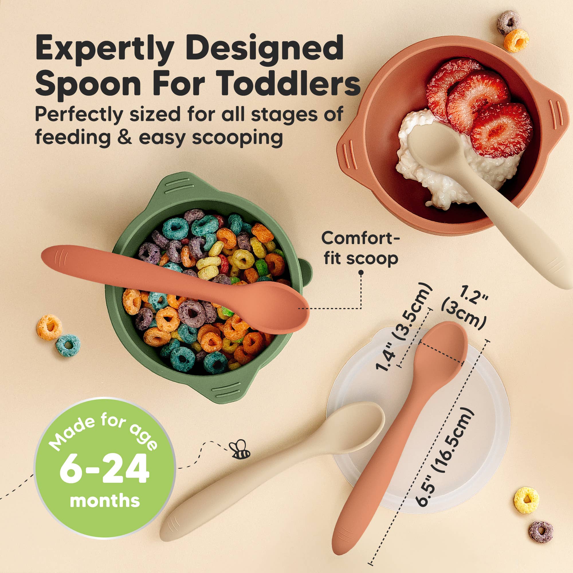 3-Pack Prep Silicone Baby Spoons for Toddlers 6-24 months: Terracotta