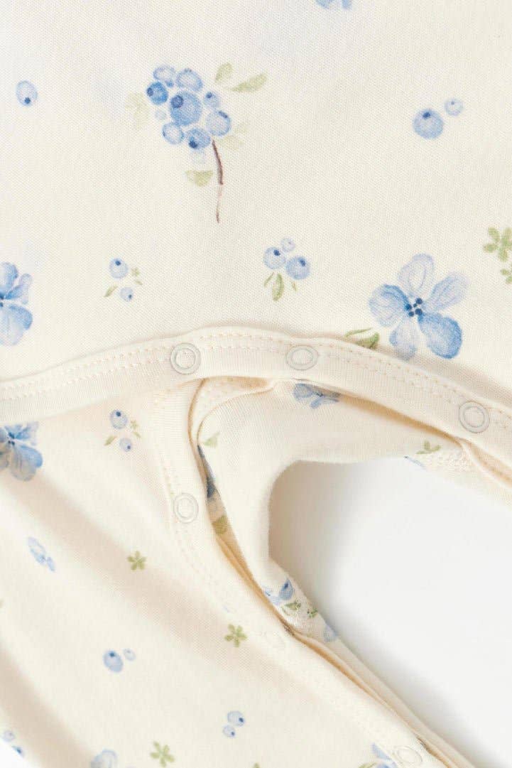 Baby Organic Kimono Sleeper-Blueberry