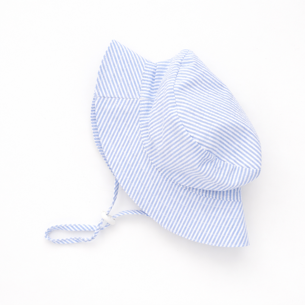 Blue Seersucker Bucket Hat Upf 50+