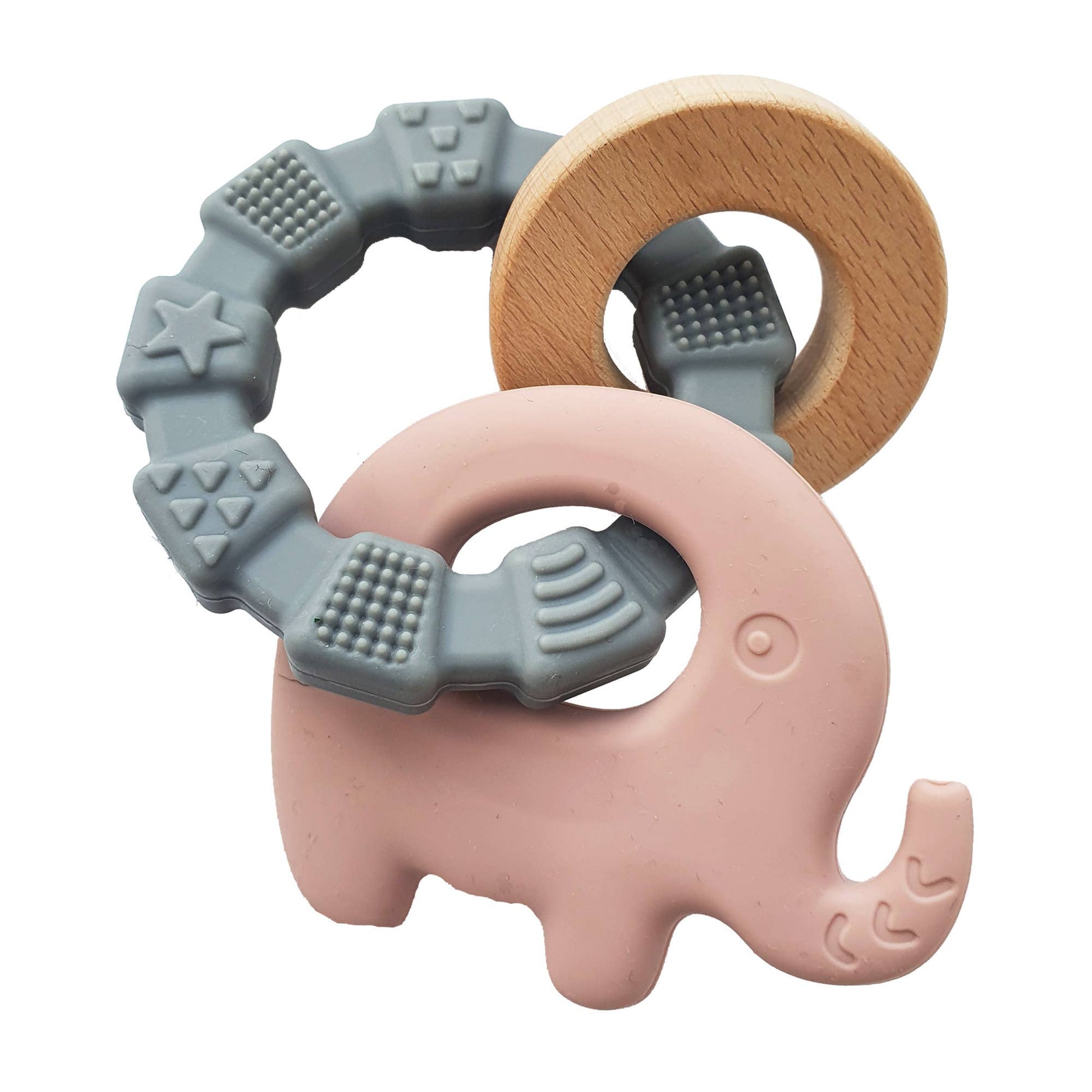 Baby Silicone Teether Toy Elephant Pale Mauve