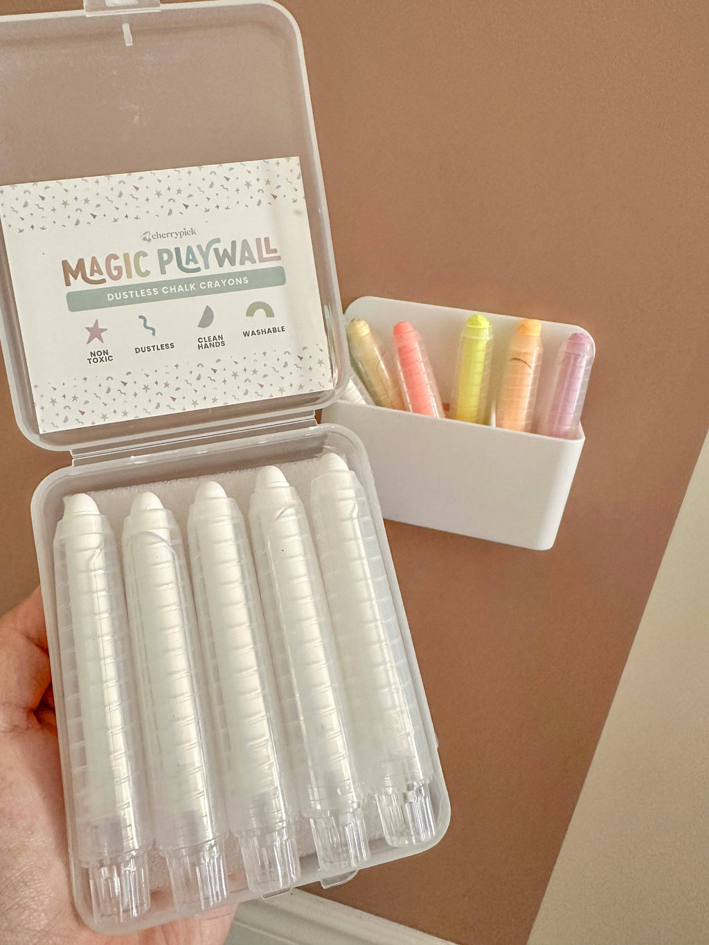 Crayons de craie sans poussière + support magnétique pour Magic Playwall : Néon