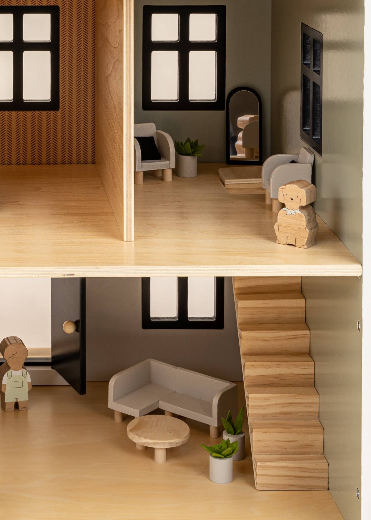 Meubles et accessoires de salon pour maison de poupée en bois (10 pièces)