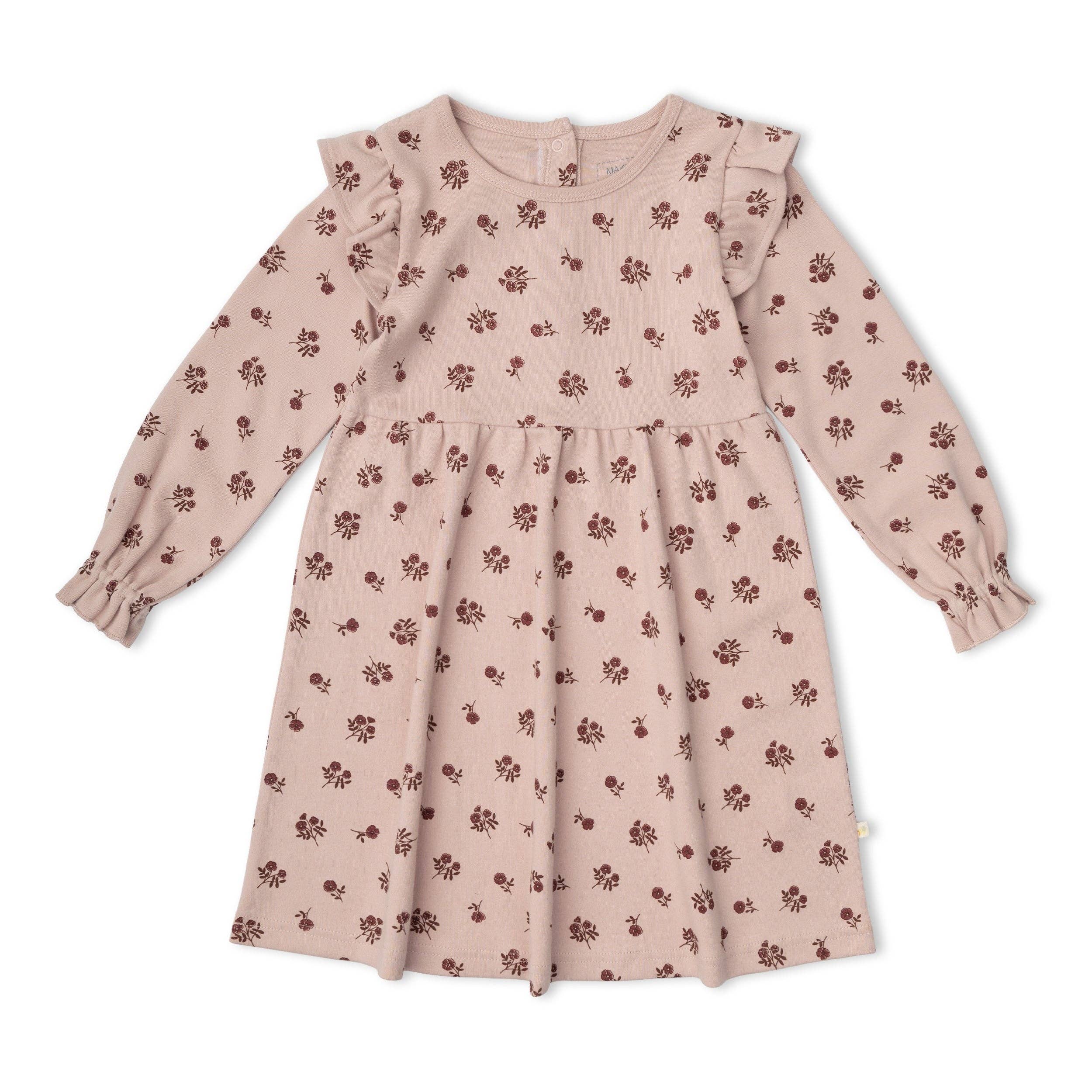 Organic Ruffle Sleeve Dress - Rosebud