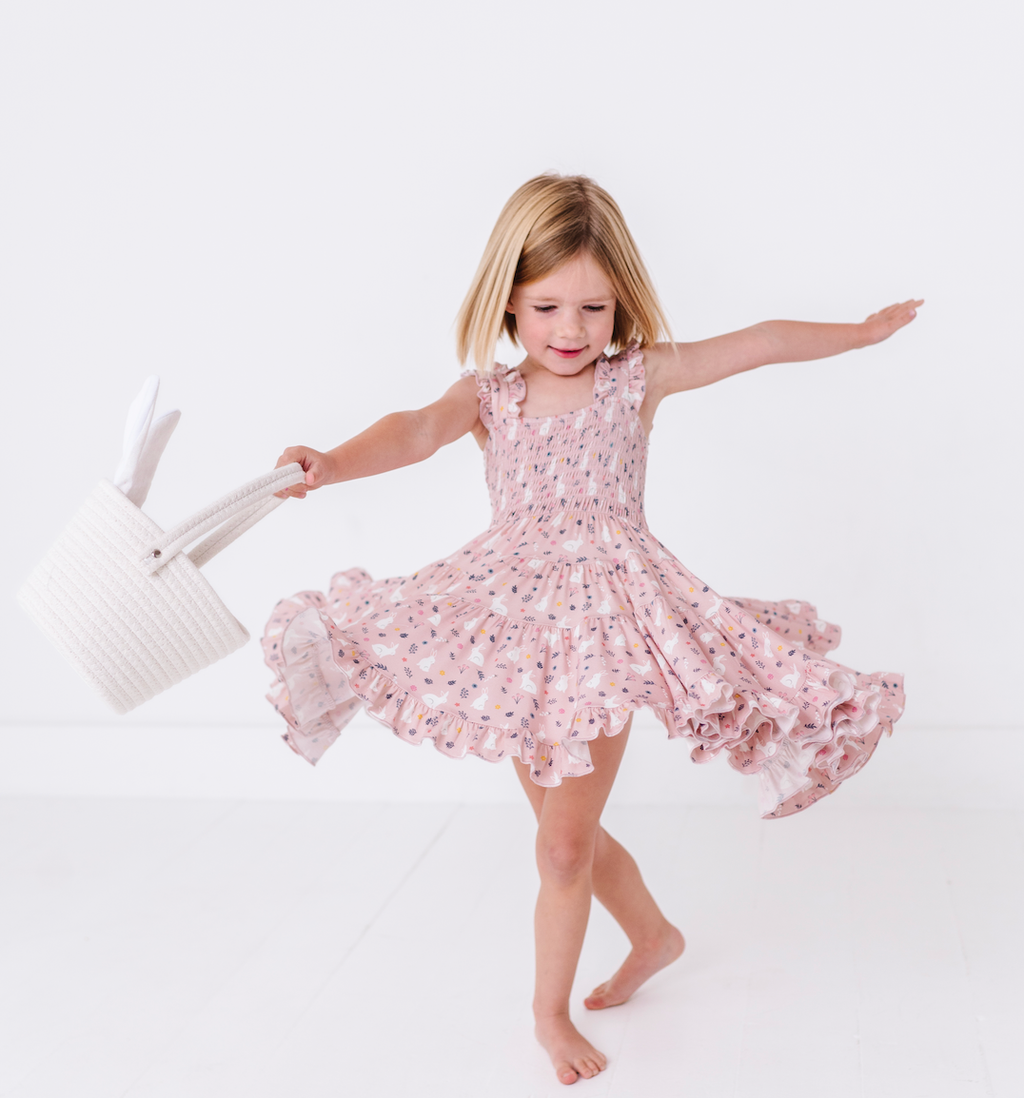 Kids Bamboo Smocked Tank Dress - Belle Bunny