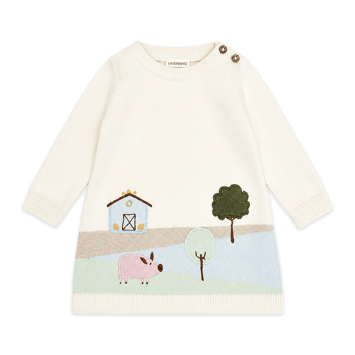 Farm House Organic Cotton Baby Knit Tunic Dress Natural
