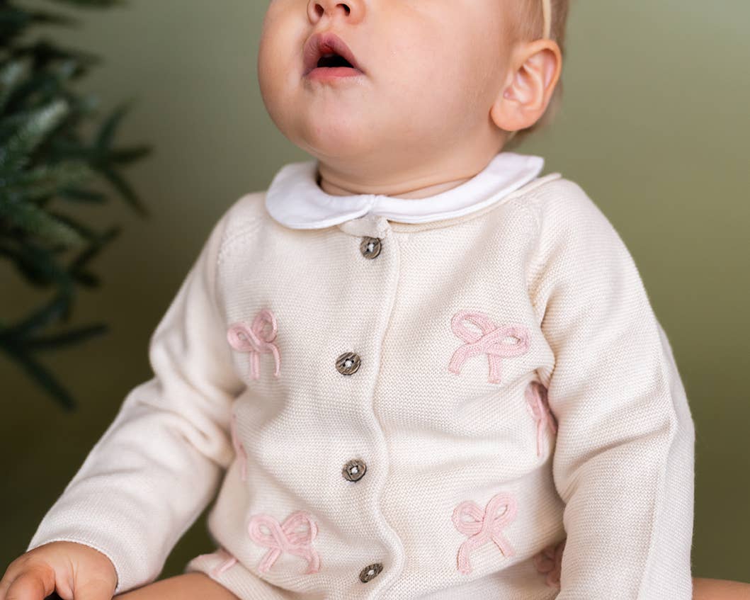 Zoe Bow Organic Sweater Knit Baby Button Cardigan