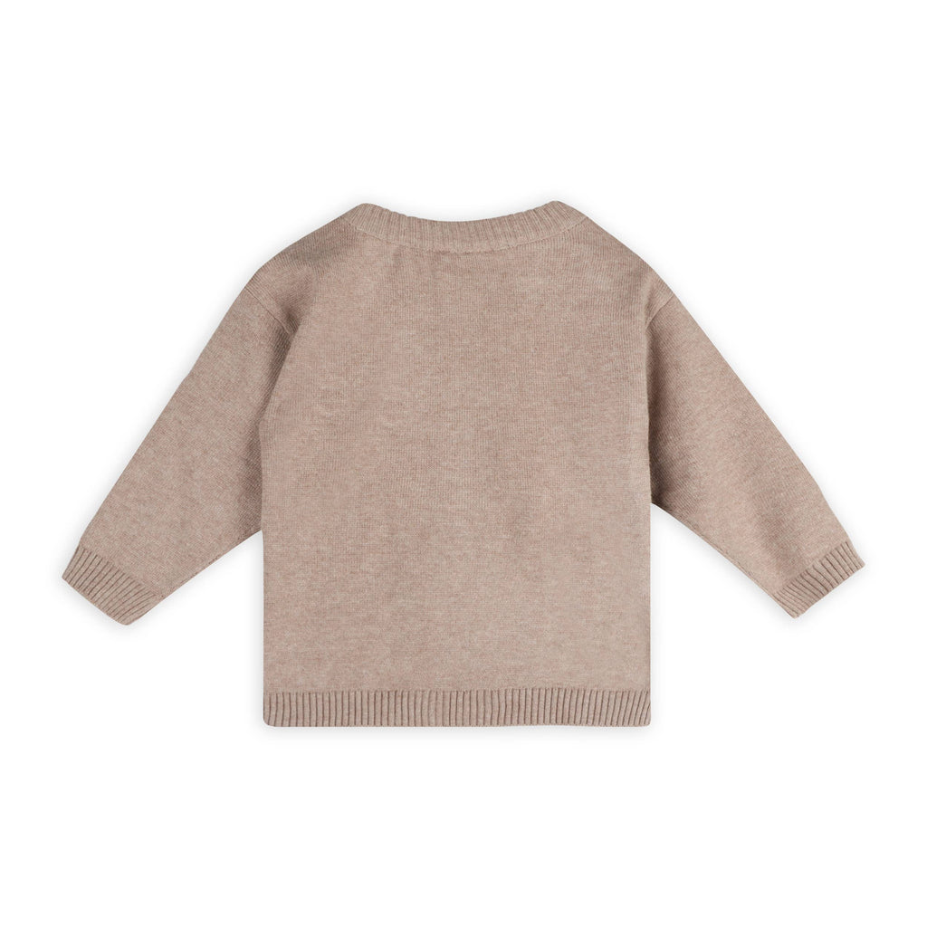 Bear Knit Baby Pullover & Pant Set (Organic Cotton): Marl Brown