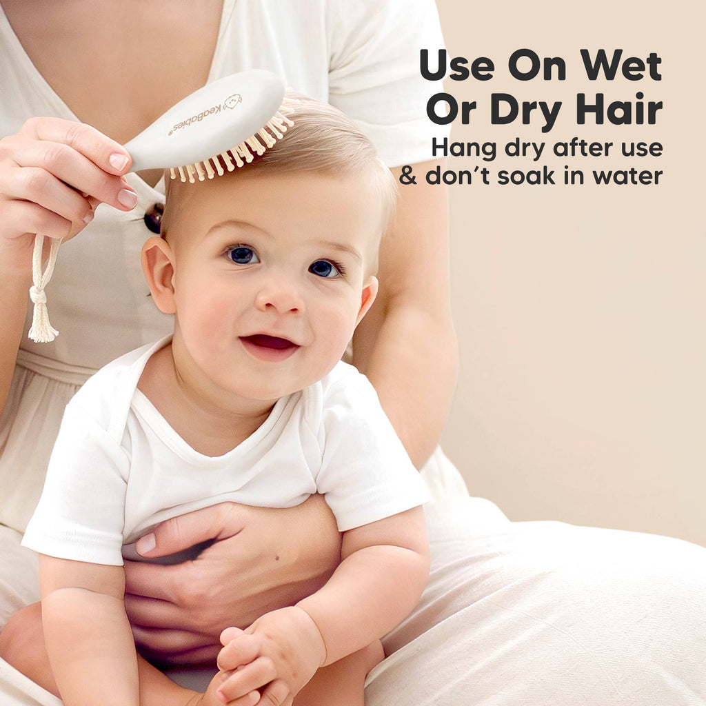 KeaBabies Baby Hair Brush and Comb Set: Vanilla