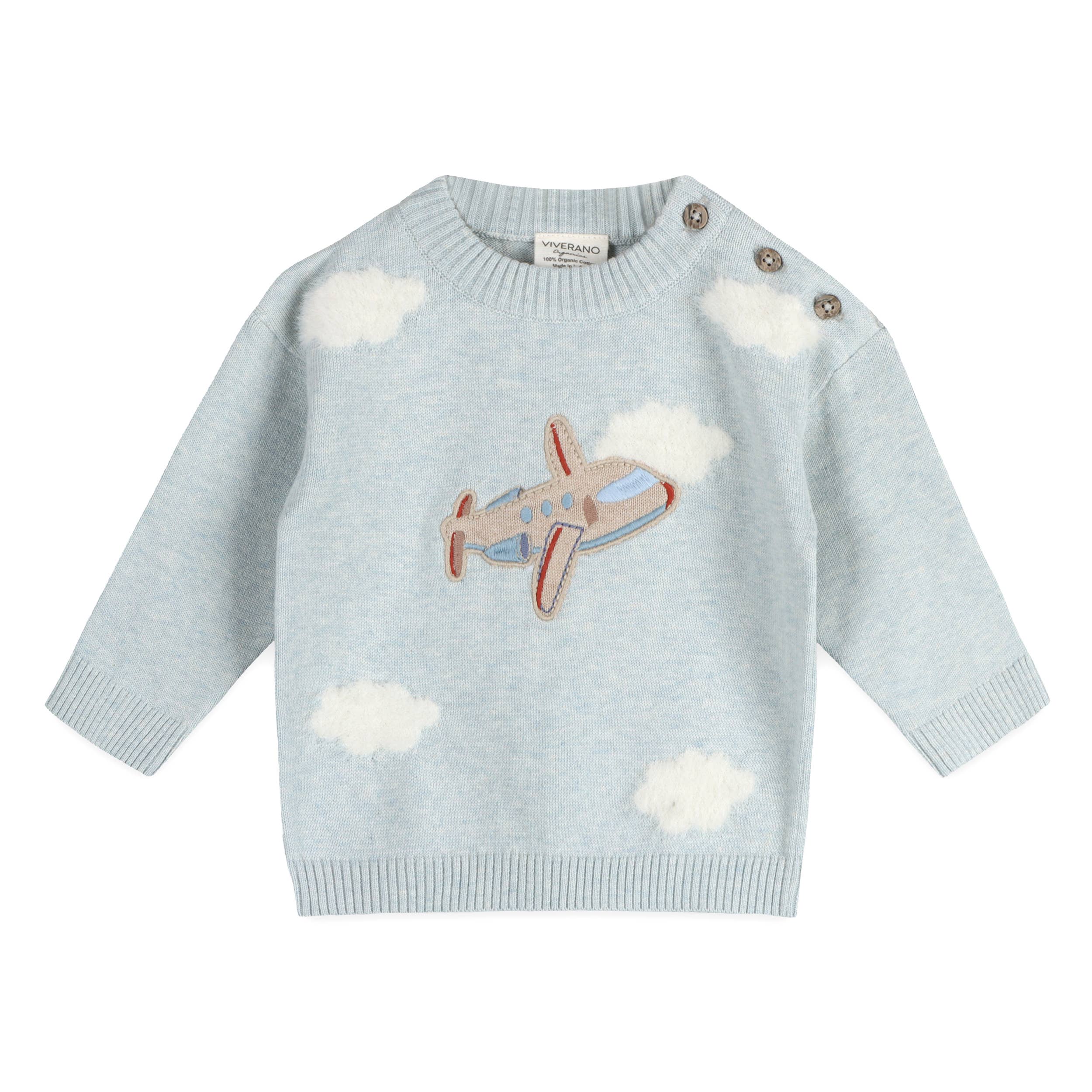 Airplane Organic Cotton Knit Baby Knit Pullover & Pant Set