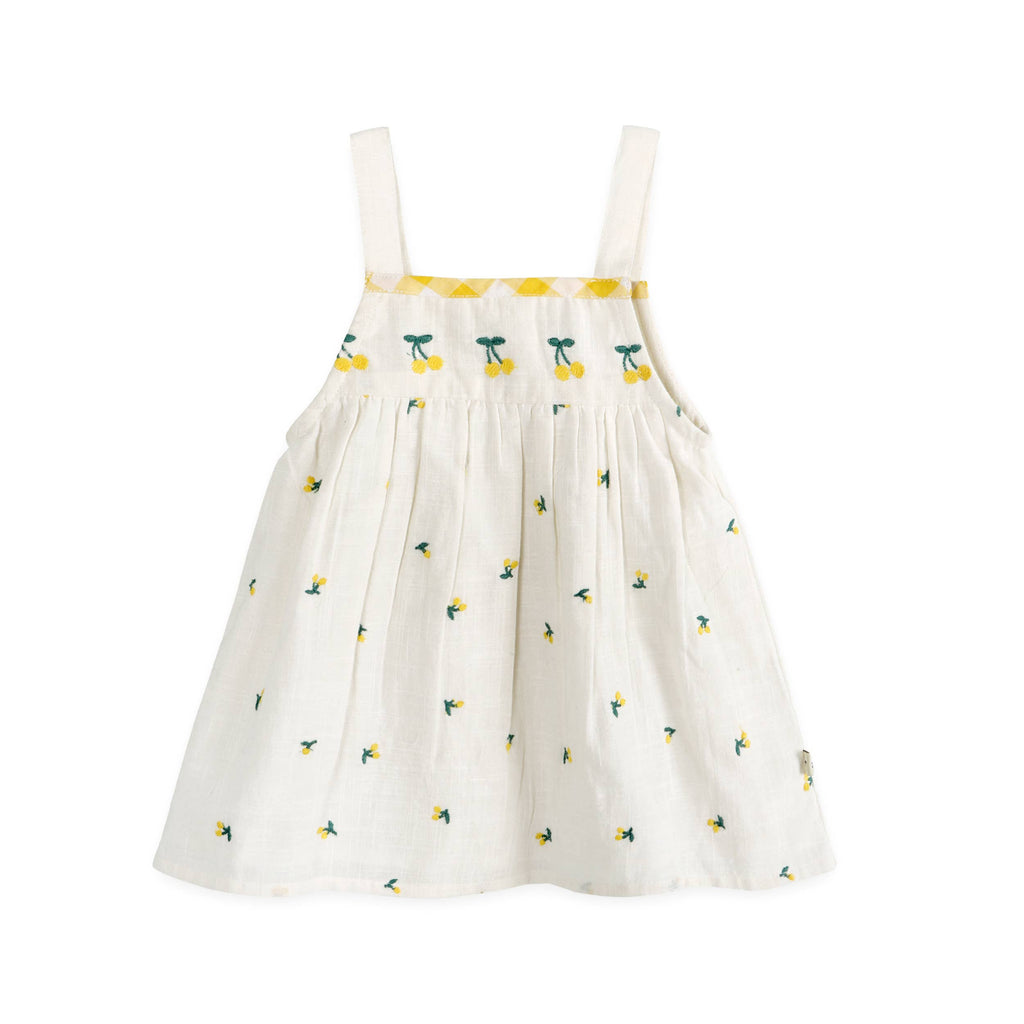 Lulu Embroidered Baby Dress + Bloomer (Organic): Natural