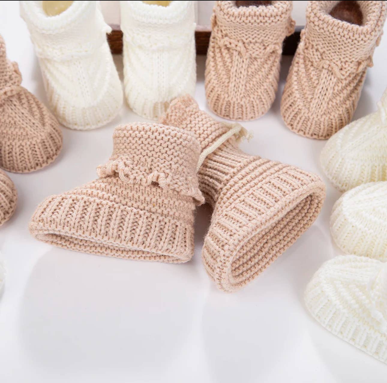 Marjan Knit Booties: Camel