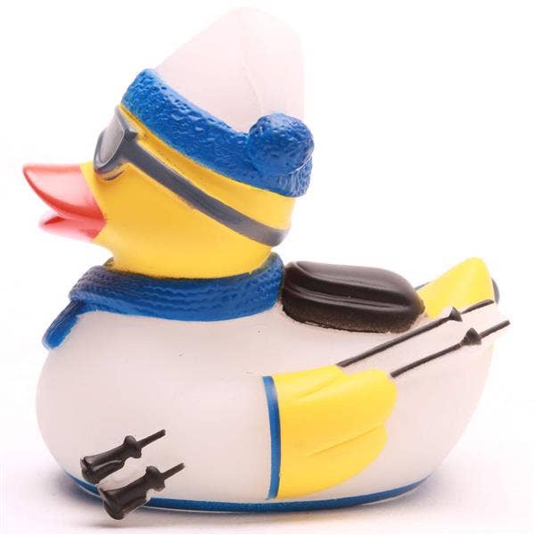 Bathing duck skier - blue - rubber duck