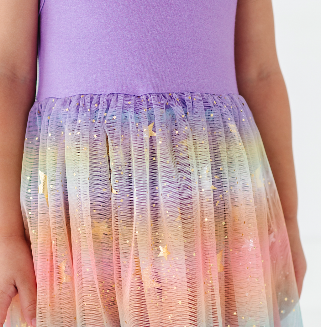 Kids Bamboo + Tulle Dress - Spring Rainbow Twinkle