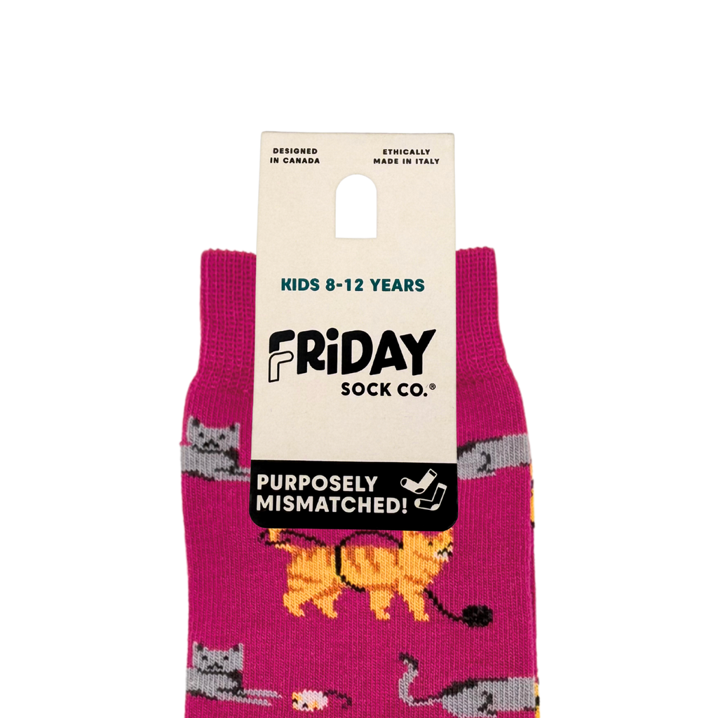 Kid's Cats Crew Socks - Playful & Colorful Design