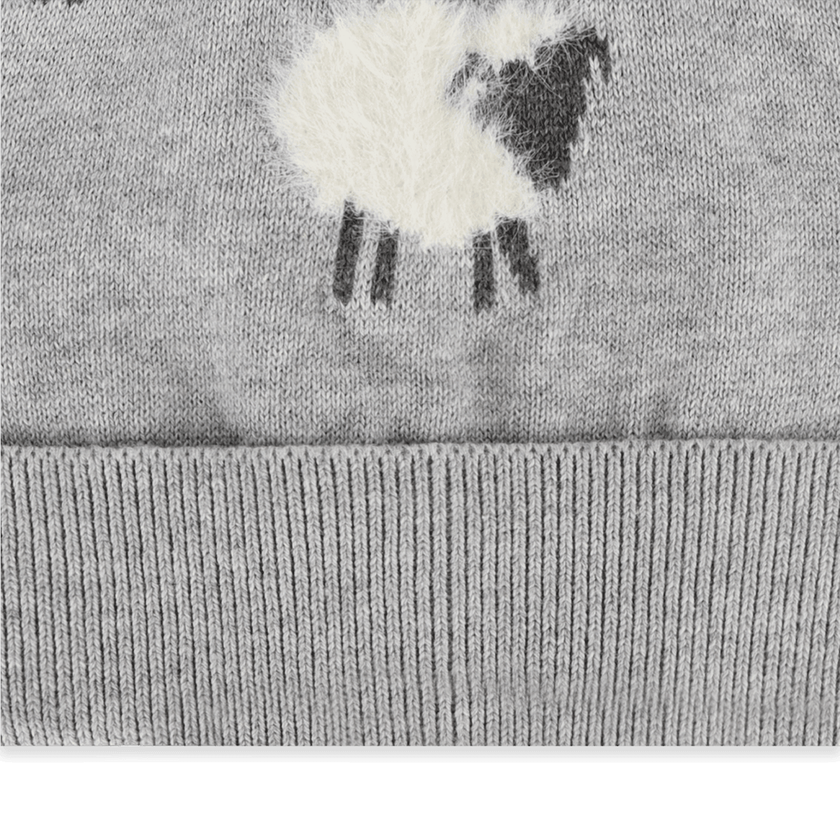 Furry Sheep Knit Round Baby Beanie (Organic Cotton): Pewter Grey Heather / One Size
