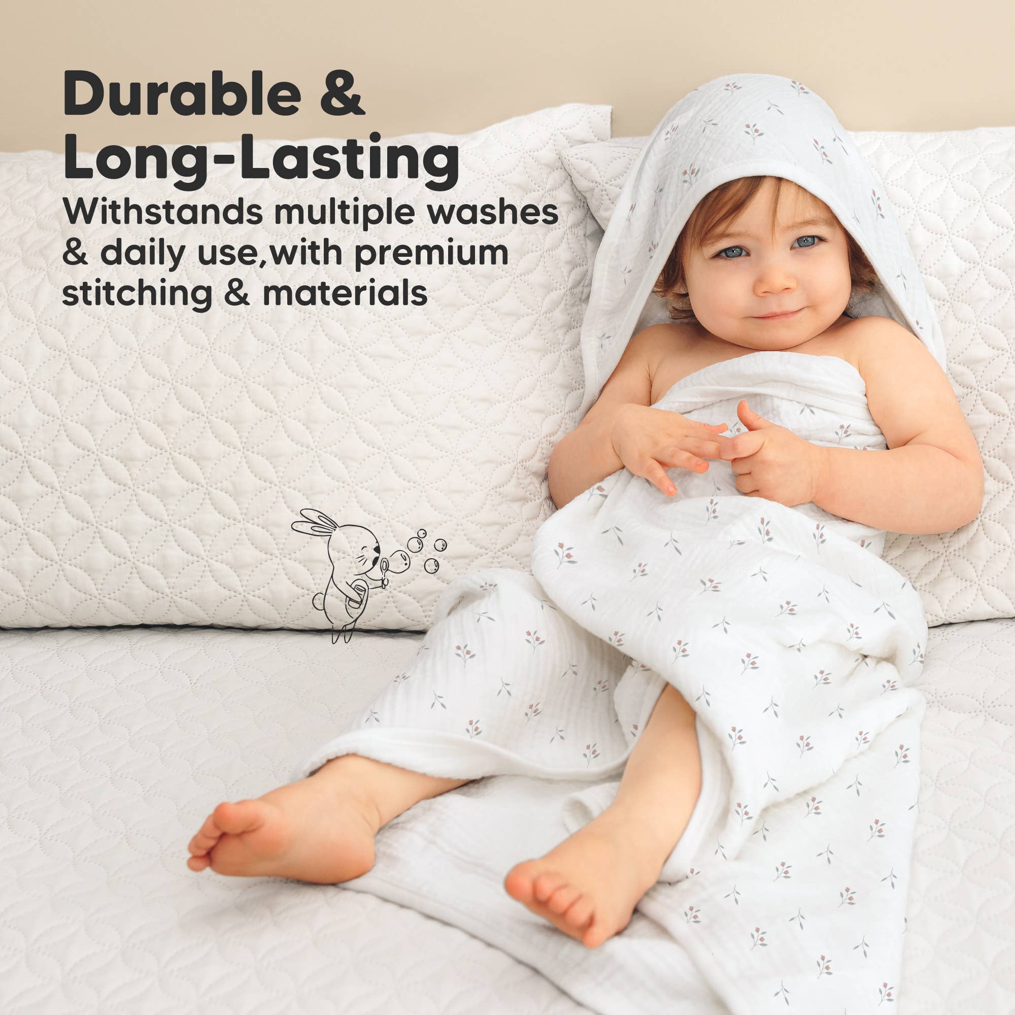 KeaBabies Lyra Muslin Hooded Towel: Petunia