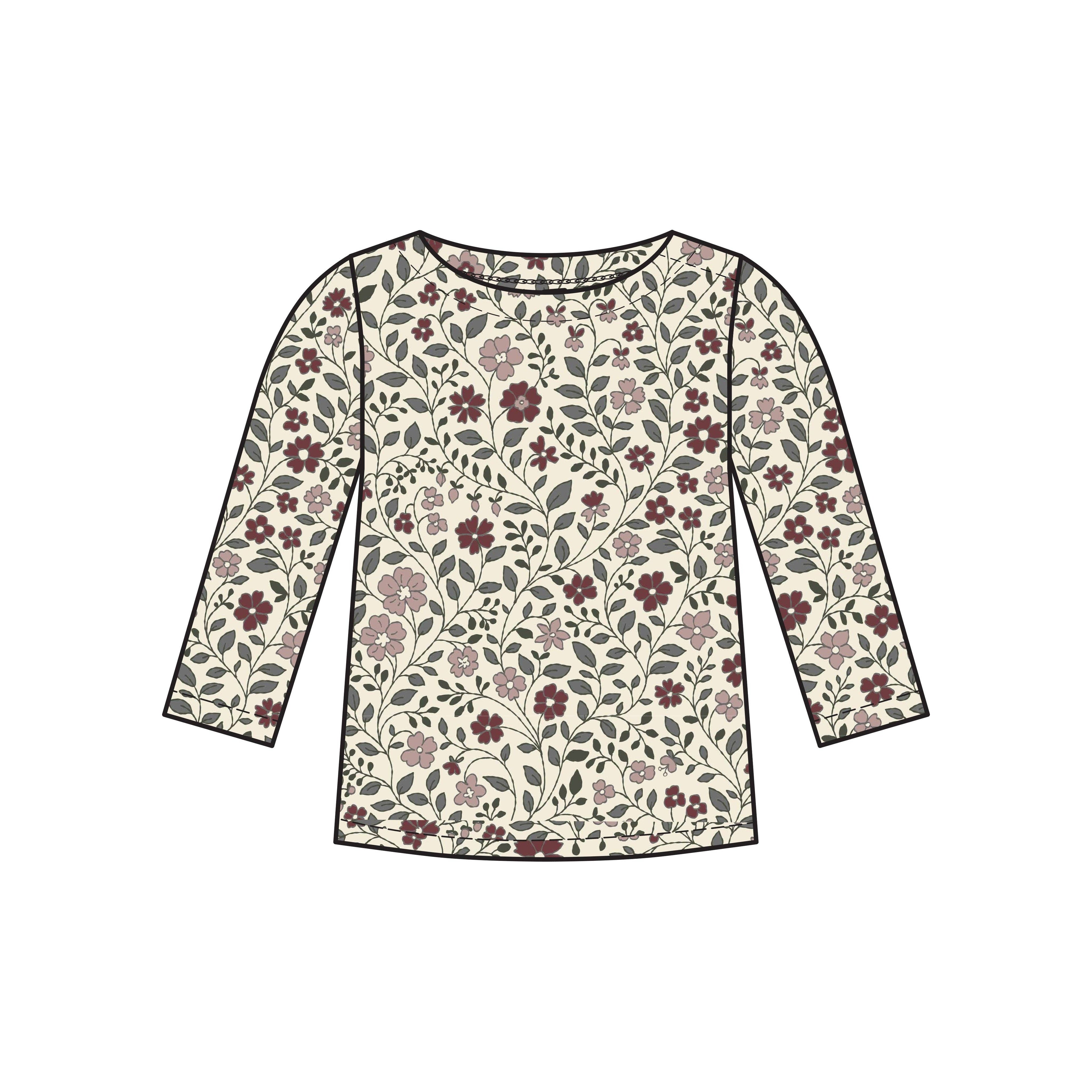 Ryle Snap Shoulder Top: Betty Floral / Purple + Olive / 12-18M