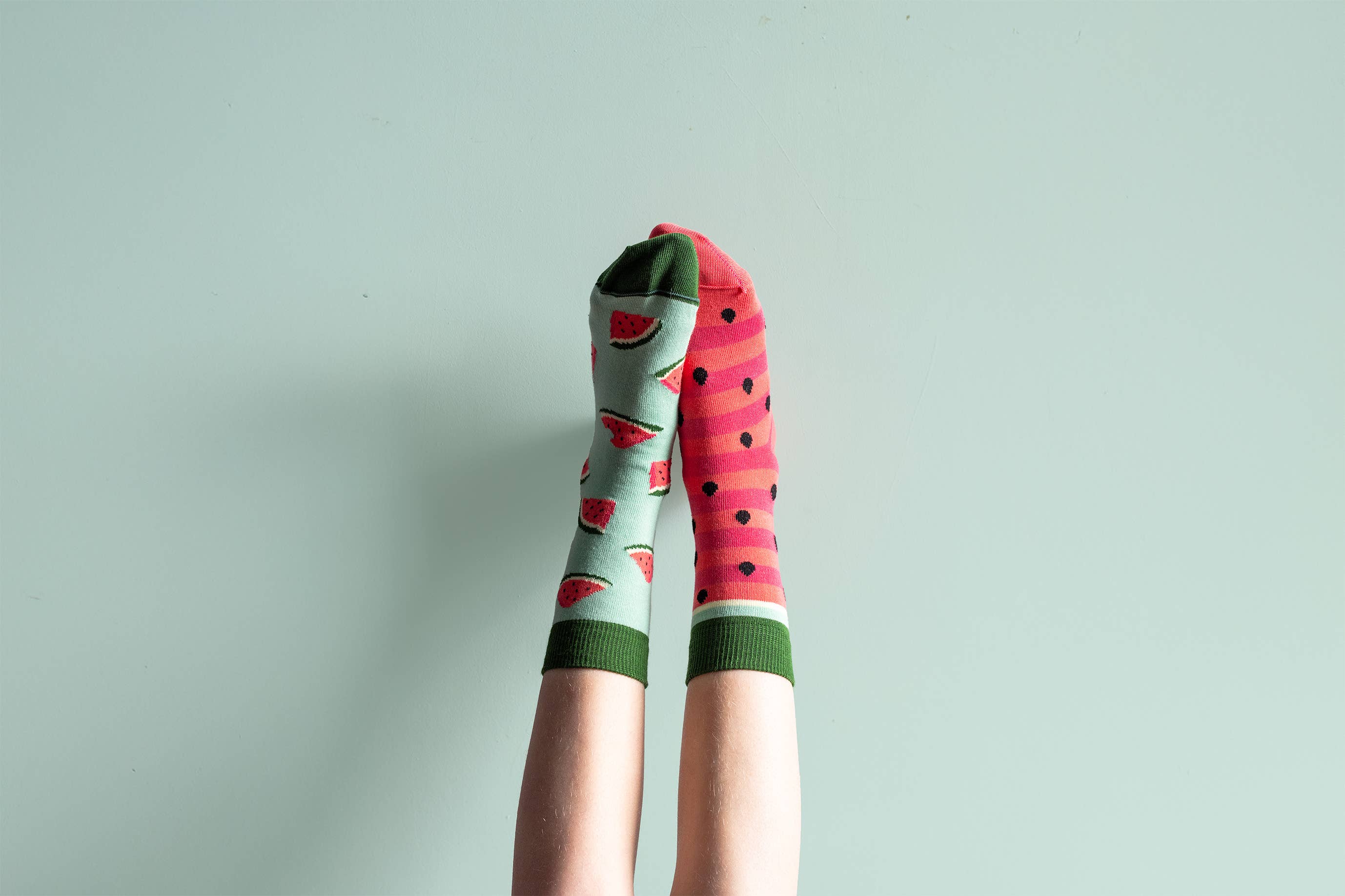 Kid's Watermelon Crew Socks - Playful Mismatch