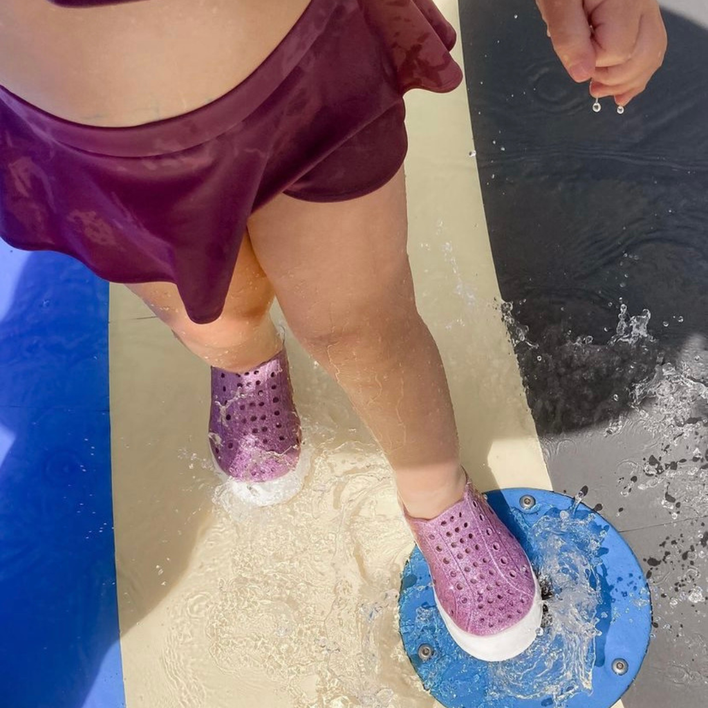 MERMAID - SHOOSHOOS TODDLER KIDS SHOES WATERPROOF SNEAKERS: PURPLE GLITTER