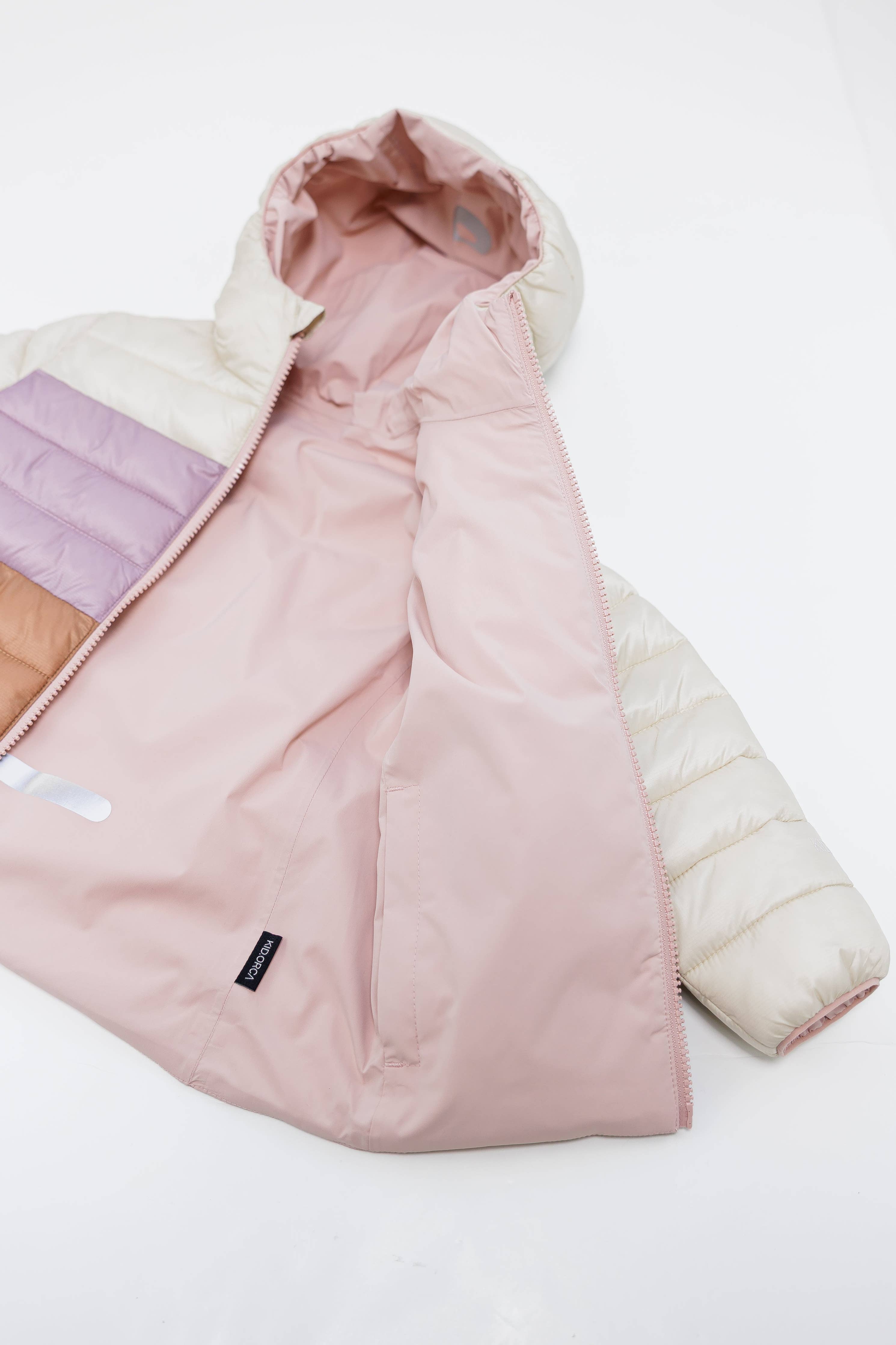 Kids Puffer Jacket - Porteau Reversible Waterproof - Fall/Winter - Dusty Rose