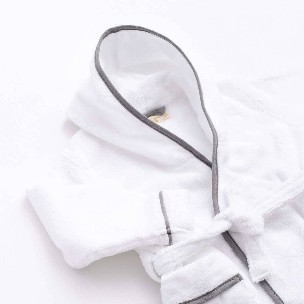 Terry Bathrobe_White + Grey: Unisex / White + Grey / 12-18m