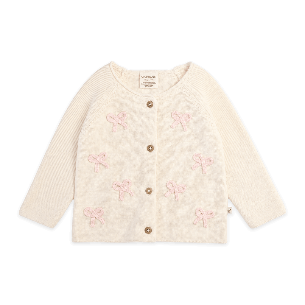 Zoe Bow Organic Sweater Knit Baby Button Cardigan