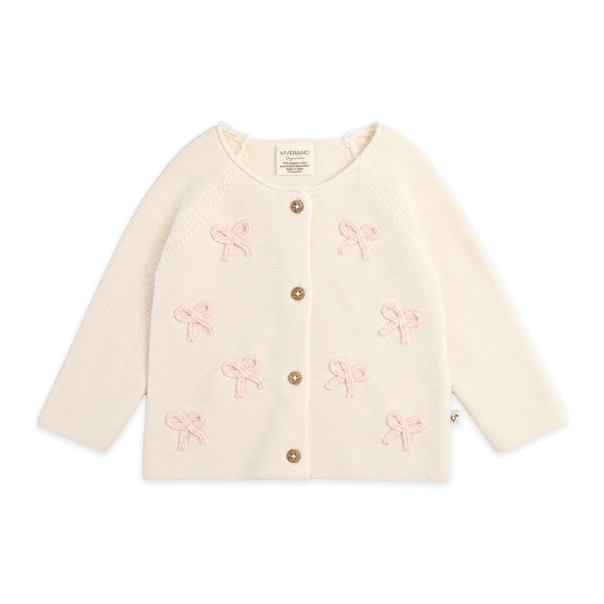 Zoe Bow Organic Sweater Knit Baby Button Cardigan